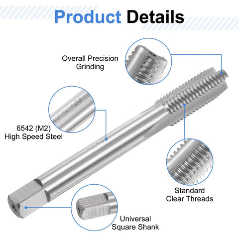 Metalworking Hand Tap Set 2 Pack For M10 X 1.25 Threads Taper And Plug Taps Pro Grade High Speed Steel HSS Right Hand Hand Threading Kit For DIY And Pro Projects
