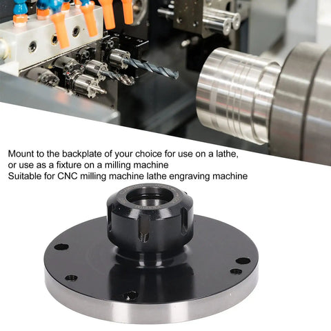 Collet Lathe Chuck ER32 D125 with 0.005 accuracy in CNC milling machine setup, carbon steel, 7 hole fixture.