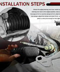 Installation of cut to fit silicone rack and pinion boot kit with inner tie rod boot, adjustable diameters 0.39 to 1.77 inch.