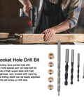 Top Notch 5 Piece Pocket Hole Drill Bit Set Made From High Speed Steel With Adjustable Depth And Three Knife Points For Super Clean Woodworking Holes In Just About Any Project You Got Going On, pocket hole drilling set