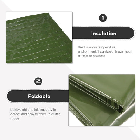 Green Emergency Blanket Set with focus on insulation and foldable features for versatility, from Emergency Blanket Set With Green Aluminum Thermal Rescue Blanket And A Carry Bag For Camping And Hiking Survival Warmth In Outdoor Emergencies Lightweight And Compact With A Foldable Carry Bag For Hiking Camping Running And Disaster Prep.