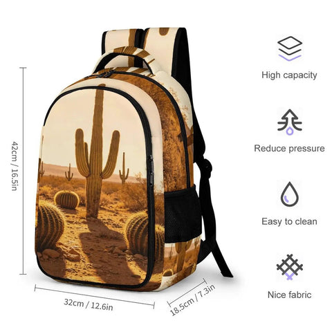 Golden Hour Arid Cactus Print Unisex Everyday Carry Backpack with large capacity, durable build, breathable comfort, smooth zipper