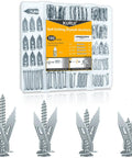 180Pcs Self Drilling Drywall Anchors and Screws Kit Heavy Duty Metal Anchors Package with close-up of anchors and screws