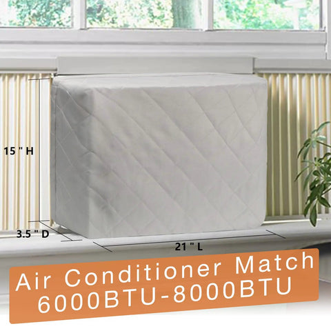 2 Pack Indoor Window AC Cover For Window Units With Double Insulation And Free Elastic Straps Dust Proof Debris Guard, fitted view