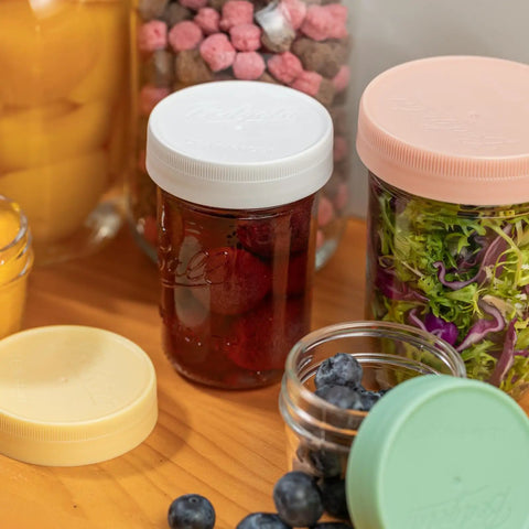 16 Pack Gray Plastic Mason Jar Lids One Piece Tight Seal No Silicone Washers Needed Eight Wide And Eight Regular Mouth Fits Popular Pantry Styles Straight Up Hassle Free Setup For Weekend Canning Batches