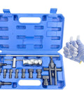 Be Your Own Mechanic With This 12 Piece Motorcycle Bearing Puller Kit showing tools in blue case with gloves
