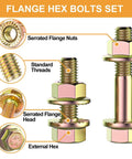 Illustration of 521 Piece Flange Bolts Assortment Kit M6 M8 M10 Serrated Hex Cap Flange Bolts With Nuts And Washers Class 8 8