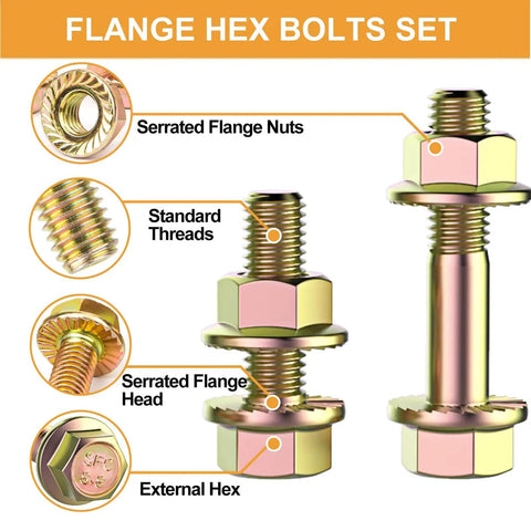 Illustration of 521 Piece Flange Bolts Assortment Kit M6 M8 M10 Serrated Hex Cap Flange Bolts With Nuts And Washers Class 8 8