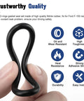Close-up of black nitrile rubber radiator hose O-ring held between fingers.