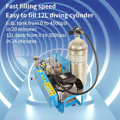 Tudiving 4500 Psi Pc Compressor Auto Stop 100L Min High Pressure Air Pump 110V 220V Portable Fill Station For Scuba Dive Paintball And Water Sports With Dual Voltage Motor And Safety Cutoff Features