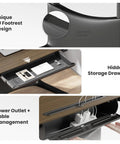 Colamy 55x28 Inch Electric Standing Desk Dual Motor Sit Stand Workstation features ergonomic footrest and hidden storage drawer.
