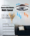 Sleek Low Profile Ceiling Fan With Light And Remote, 19.7 Inch Flush Mount, dimmable LED above dresser in living room