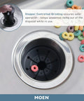 Powerful 0.75 Horsepower Garbage Disposal With Power Cord, Batch Feed Safety Activation And Quiet Operation, sink view with cereal