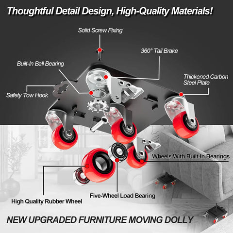 Upgrade Your Room Move Game With This Heavy Duty Furniture Dolly featuring five smooth wheels and durable steel chassis.