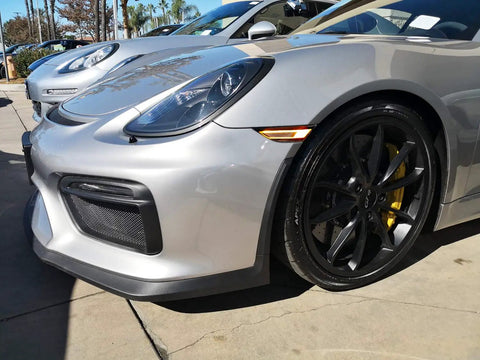 GT RS Style Raised 3D Smoked Lens Amber Full LED Front Side Marker Light Kit installed on Porsche 911