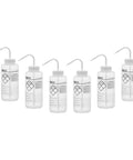 6 Pack 1000ml Chemical Wash Bottles With Blank Labels, Wide Mouth, Self Venting, Low Density Polyethylene Lab Bottles For Safe Chemical Handling And Easy Dispensing, front view