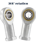 6mm Inside Diameter Rod End Bearing M6 1.0 Female SI6TK 4 Pack Heavy Duty High Load Carbon Steel Body White Galvanized Copper Gasket Hardened Bearing Steel Ball Joint For Low Noise Precision And Long Life, 360° rotation view