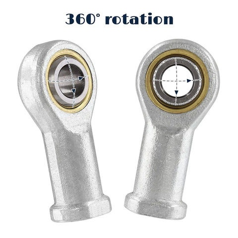 6mm Inside Diameter Rod End Bearing M6 1.0 Female SI6TK 4 Pack Heavy Duty High Load Carbon Steel Body White Galvanized Copper Gasket Hardened Bearing Steel Ball Joint For Low Noise Precision And Long Life, 360° rotation view