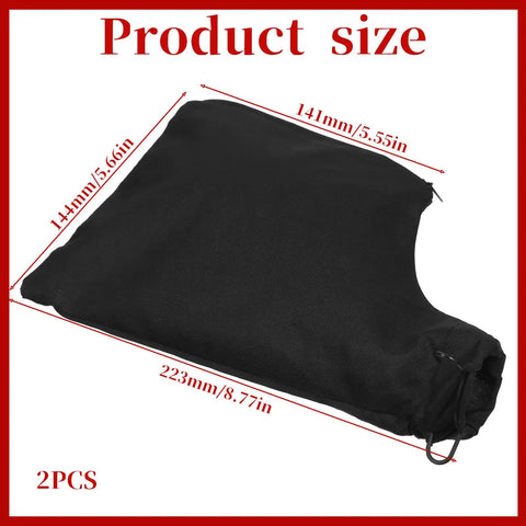 Workhorse Two Pack Miter Saw Dust Collection Bag With Roll Down Zipper Seal And Bendable Steel Wire Opening, dimensions shown.