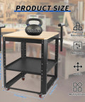 Heavy Duty Rolling Planer Stand And Height Adjustable Miter Saw Table With Extension Rollers, 550 Lb Shop Workhorse Rig with wooden top and black frame.
