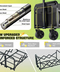 Reinforced steel frame diagram and structure of Heavy Duty Collapsible Wagon Cart For All Terrain Use With 100Kg Load Capacity Portable Folding Utility Wagon