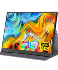 15.6 Inch Portable Monitor With 1080P IPS, Plug And Play USB C HDMI, Dual Type C Ports And Mini HDMI, Ultra Thin Zero Frame, Second External Display For Laptop PC Mac Phone PS Xbox Switch, Premium Smart Cover, front view with vivid display