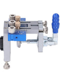 Woodworking Dowel Jig Kit Drill Guide Locator Pro Grade Adjustable Multifunctional Tool with blue handle and metallic body