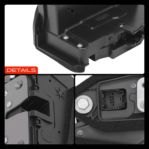 Close-up of Rear Right Passenger Door Lock Actuator Direct Fit Replacement For Chevy Cadillac Buick showing detail and 6 pin connector.