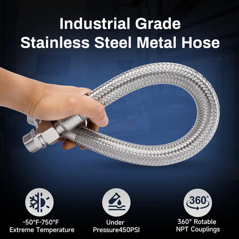 Heavy Duty Air Compressor Hose 3/4 Inch NPT Male X 20 Inch Length Ultra Flexible Industrial Grade Line in hand