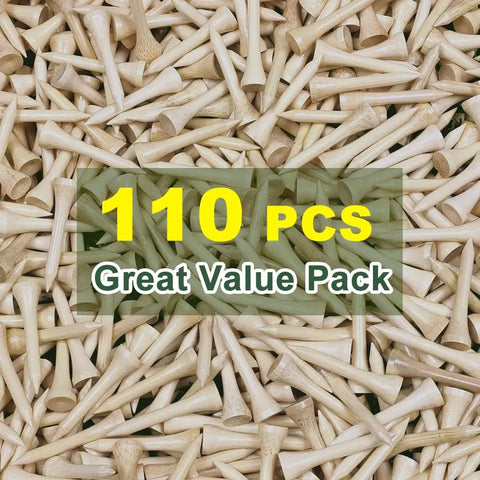 Bamboo Golf Tees Three And One Quarter Inch Long 110 Pack Great Value Eco Friendly Biodegradable Durable Tall Tees For Stable Drives