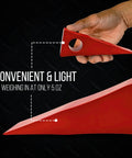 Red heavy duty aluminum forcible entry wedge set showing lightweight 5 oz design for doors and windows, firefighter entry aid.