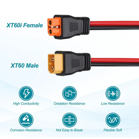 XT60 Extension Cable 10AWG 2Ft Female To Male Beefy Power Lead for RC cars drones solar panels FPV high current battery connector