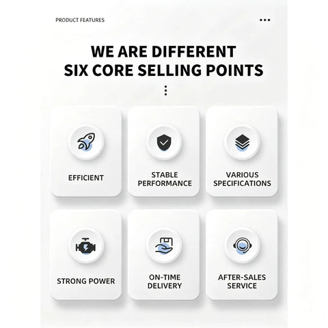 Infographic highlighting six core selling points of Heavy Duty Badass Glass Panel Installation Robot, featuring efficiency and stable performance.