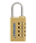 Beefy 30mm Solid Brass Padlock With Chrome Plated Hardened Steel Shackle, 4-Dial Resettable Combination Lock, front view