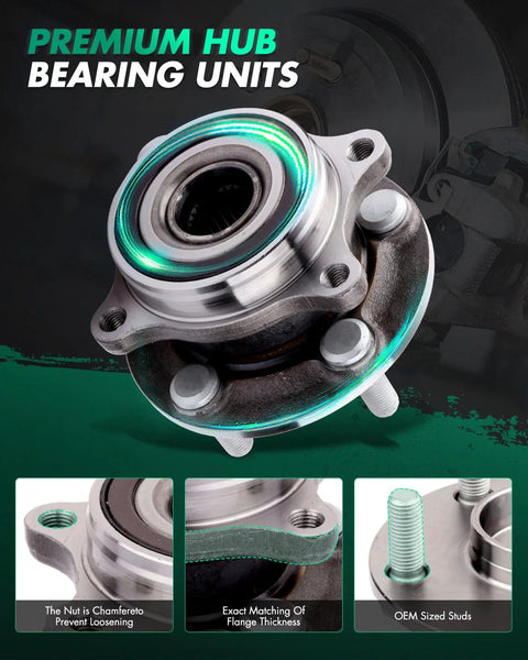 Close-up view of Front Wheel Hub Bearing Assembly 5 Lug Replacement No ABS For Toyota Prius 2010 2015, Lexus CT200h 2011 2017
