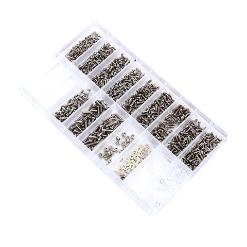 Legit Stainless Steel Micro Screw Nut Washer Assortment For Glasses Eyewear And Watches Jewelry Repair showing organized 1000 piece kit.