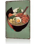 Funny Vintage Metal Sign Ramen Bowl Illustration Tin Wall Art 8x12 Inch Poster For Home Room Garage Office Decor With Rustic Charm And Easy Mounting