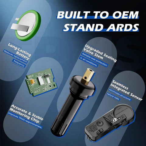 Preprogrammed 315MHz TPMS Tire Pressure Monitor Sensor Fits GM Cars featuring a long-lasting battery and integrated sensors.