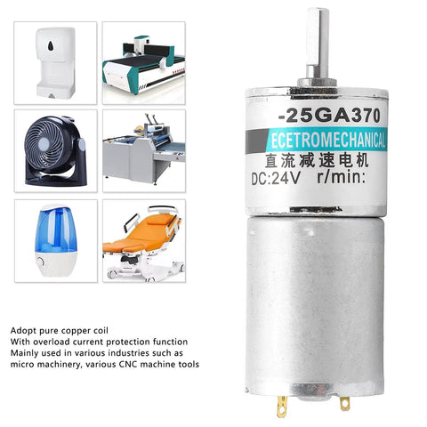 Super Duper High Torque Dc Gear Motor Micro Low Speed 24v Permanent Magnet With Pure Copper Coils For Automated Industry, Model XD-25GA370.