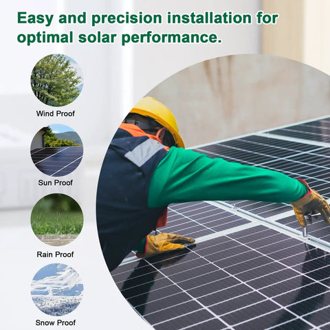 Technician installing solar panel with Heavy Gauge 10AWG Solar Cable Extension Cord 15Ft PV Wire in outdoor setting