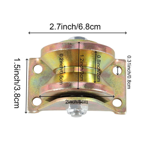 8 Pack 2 Inch V-Groove Wheel Casters Heavy-Duty 1045 Steel Electroplated Rigid Bracket Roller for Sliding Gates Barn Doors and Frames With V-Shape Bracket Pulley