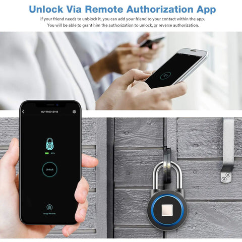 Fingerprint Padlock With USB Rechargeable Battery Thumbprint Lock IP65 Waterproof Ideal For Locker Gate Luggage Suitcase in Blue