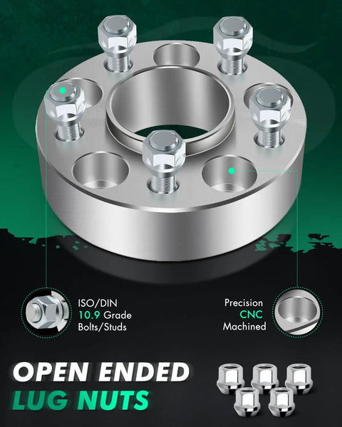 Two Pack 1.5 Inch Wheel Spacers 5x4.5 Bore 70.5mm 14x1.5 Thread Pitch 5 Lug Adapters Fit Ford Mustang 2015 2019 metallic design