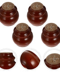 4 Piece Modern Wood Furniture Legs For Cabinets And Dressers, Easy Install Bun Feet, Sturdy Oak Brown Finish, top view