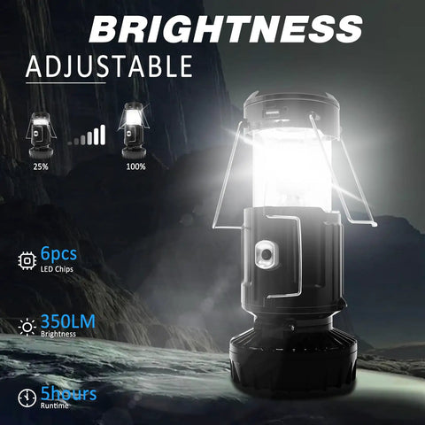 2 Pack Solar Camping Fan With Collapsible LED Lantern 350 Lumens Ultra Bright And USB Rechargeable Battery Powered Emergency Lights