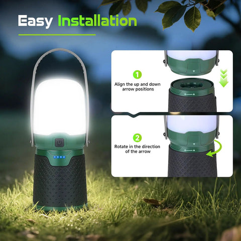 4 in 1 Modular Camping Lantern Rechargeable Led Flashlight And Portable Camp Fan IPX4 Waterproof Outdoor Essentials Kit demonstration