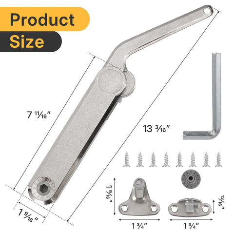 2-pack lid support hinges for upper/RV cabinets; heavy-duty stainless steel lid stay with 30–90° range, soft-close, 88 lb