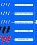 60-piece Power Connectors Kit for Quick Disconnect Battery and Modular Terminals with silver-plated contacts and housings