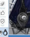 Close-up of a 48 Piece Bike Nuts And Safety Washers Kit With M8 M9.5 M10 Sizes For Front And Rear Wheels on a bicycle hub