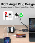 Power Strip With USB C And 3 Outlets, 4 USB Ports, 4.5A Flat Plug Desktop Charging Hub for cruise ship travel, office, home use